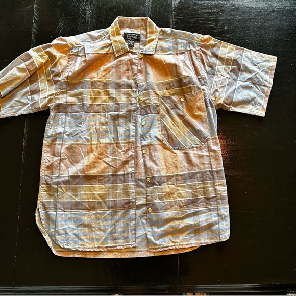 New Mints Small Y2K Retro Plaid Pastel Pink Blue Earth Tone Button Down Short - Picture 1 of 10